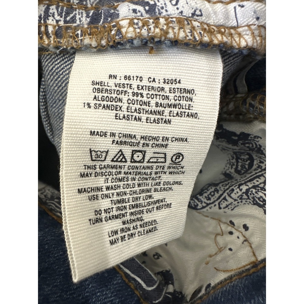 Pilcro Anthropologie Blue Denim Jeans Embellished Cuff Boho Festival Straight 28 - Picture 10 of 16